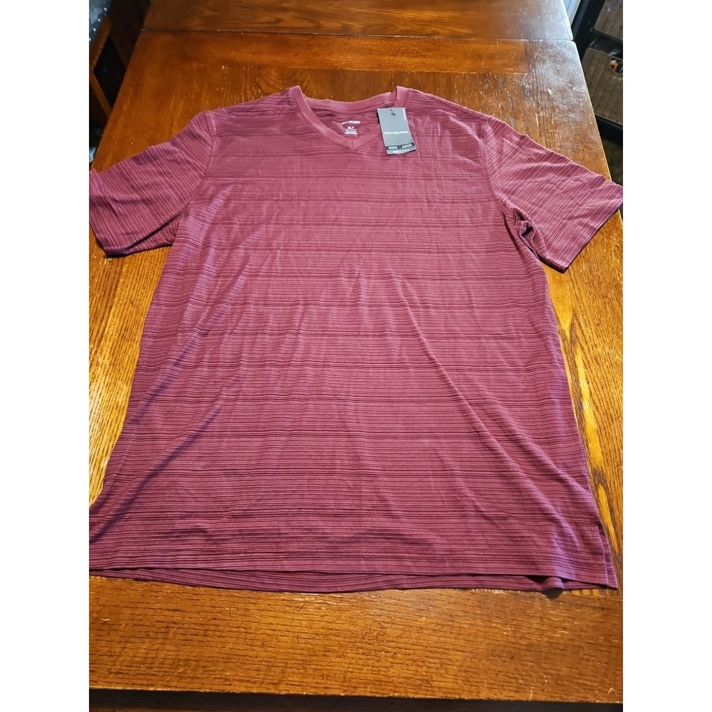Van Heusen Men's Big/Tall XLT Maroon Stripe‎ V-Neck Short Sleeve Tee NWT (A906)